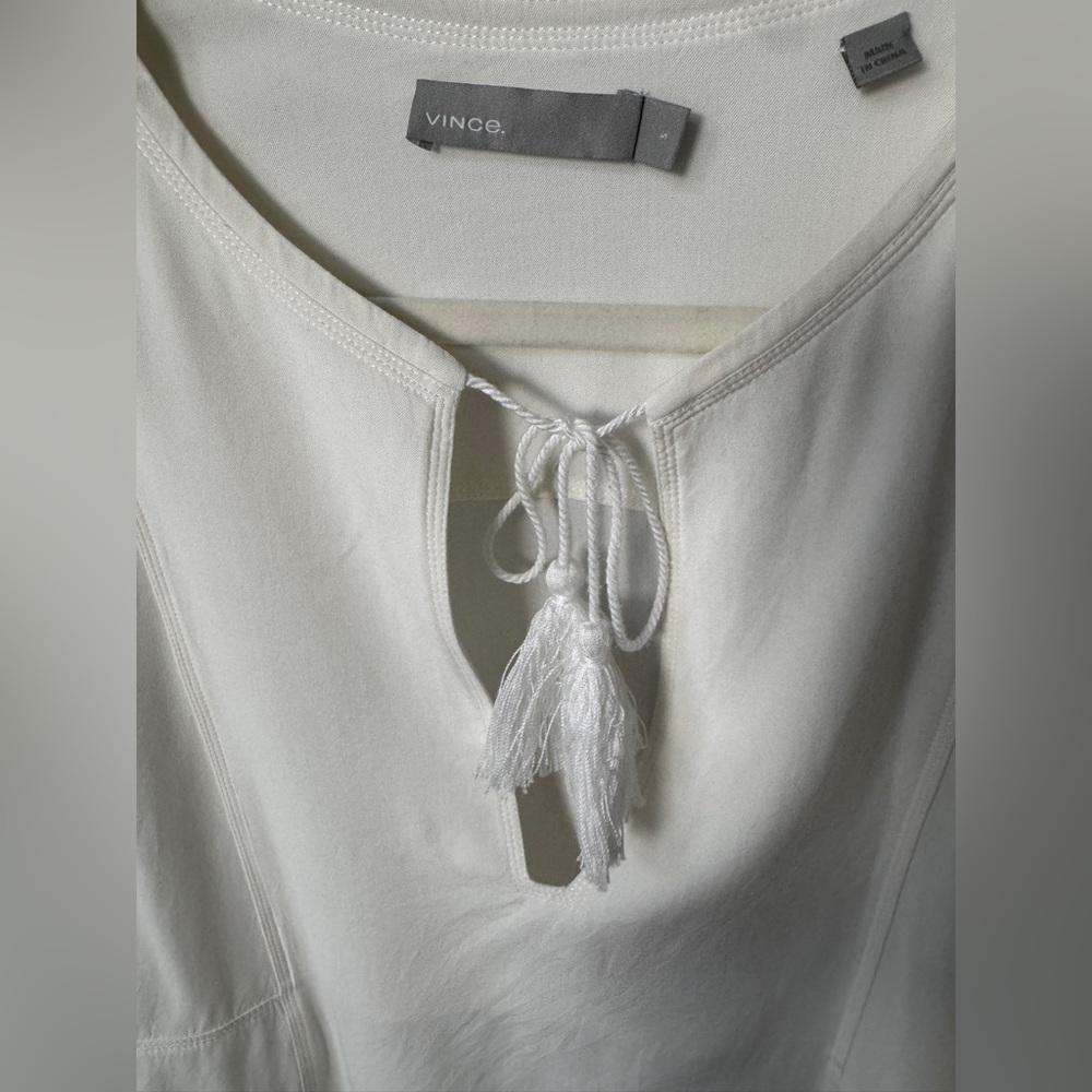 Vince Cream White Long Sleeve Blouse with Tassel Tie Size Small or medium - Picture 3 of 9